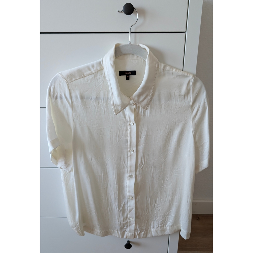 NWOT Quince 90% Silk Button Down Blouse
